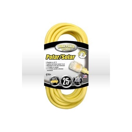 Southwire SJEOW Extension Cord, 10 AWG, Outdoor, 10/3, 1 Outlets, 5-15R, Yellow, TPE, 5-15P, 25 ft 01787